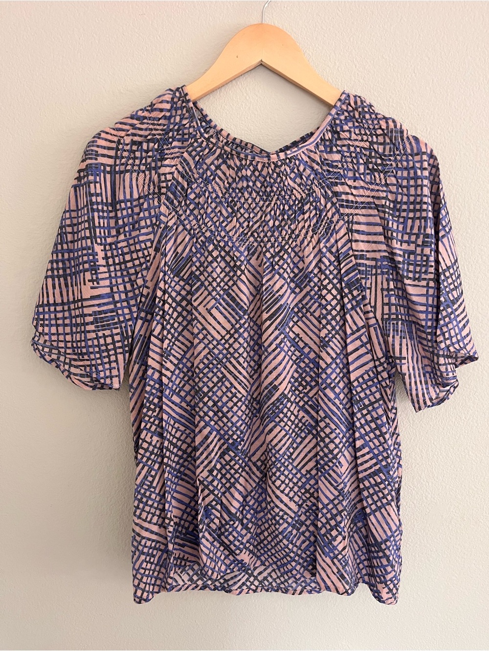 Zac & Rachel Blouse Top Flowy Oversize Small Geometric Workwear Dressy